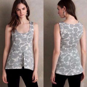 Anthropologie Akemi + Kin Gray and White Floral Neoprene Peplum Top